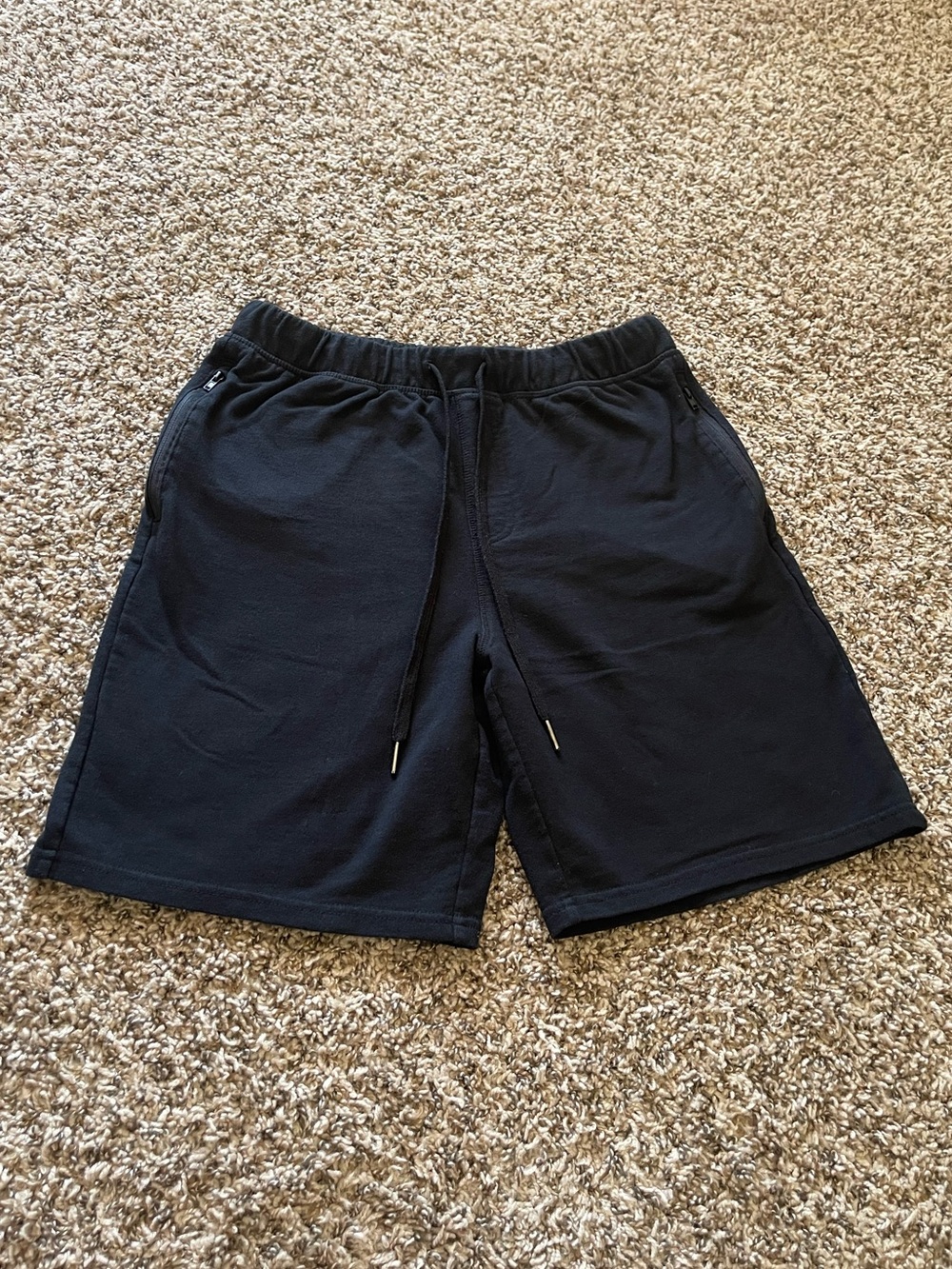 Eddie Bauer Men's Size Medium Black Lounge Sweat Shorts Drawstring Zip Pockets